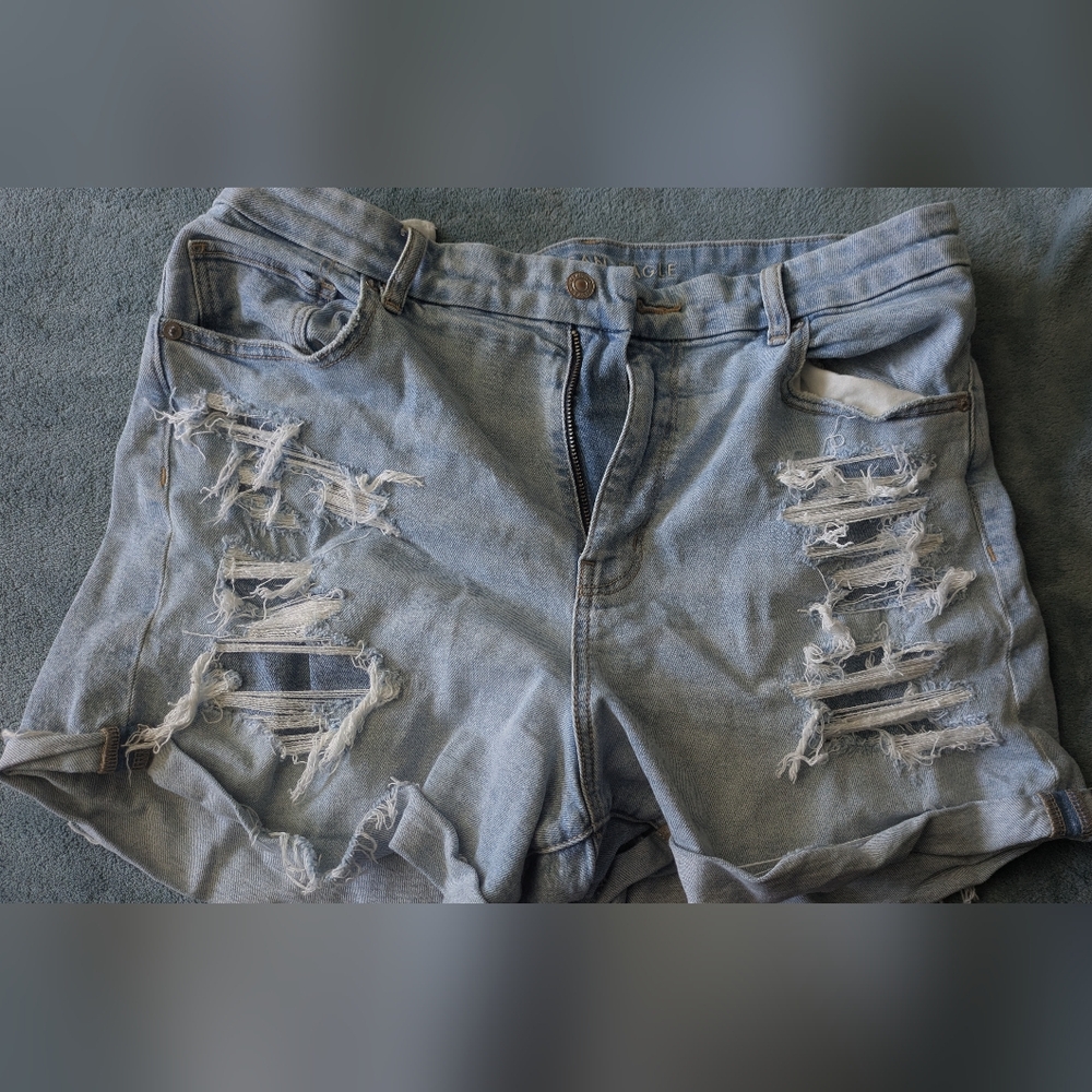 American Eagle Distressed Light Blue Denim Shorts